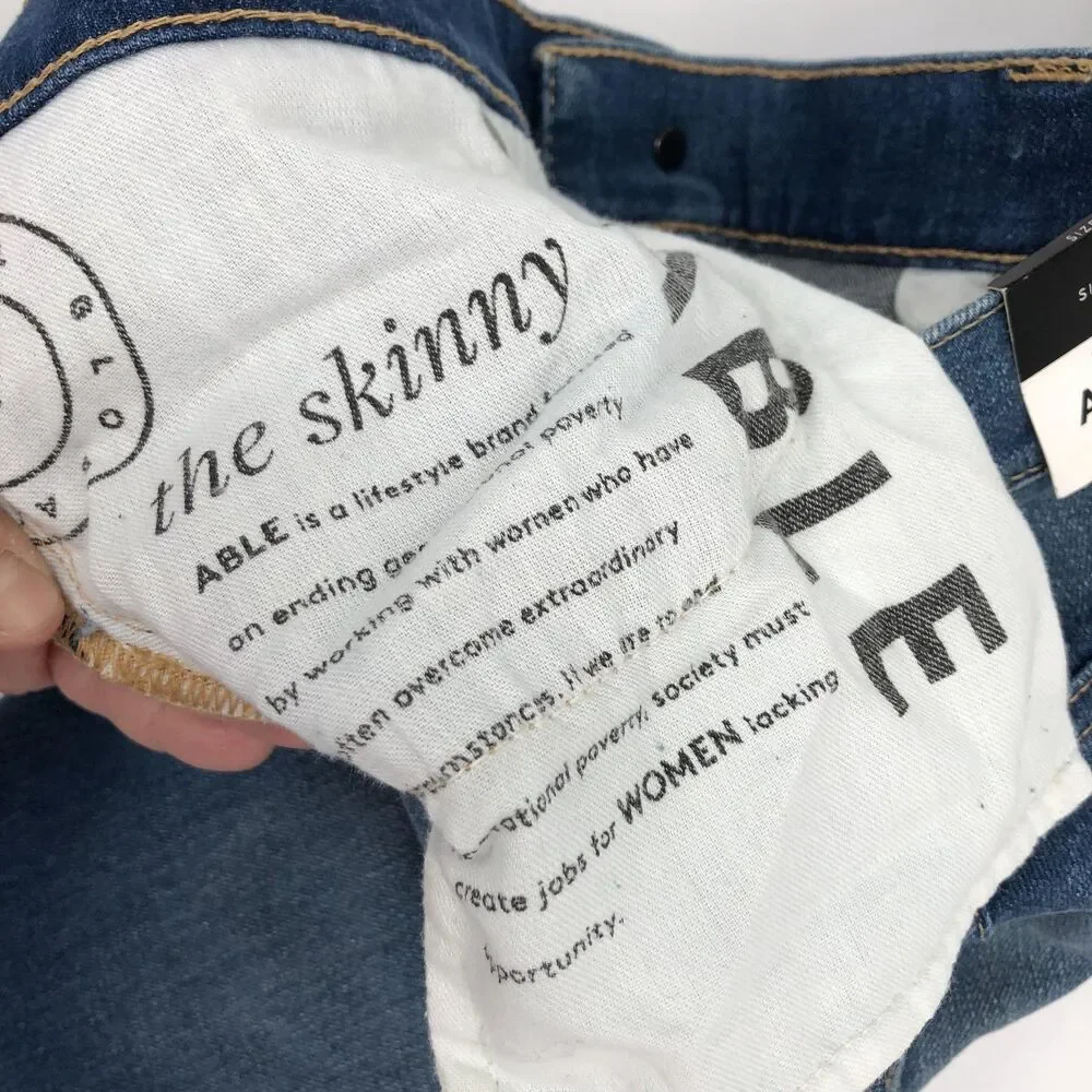 ABLE The Skinny‎ Jeans Womens 29 Blue Stretch Medium Wash Ankle Denim NWT